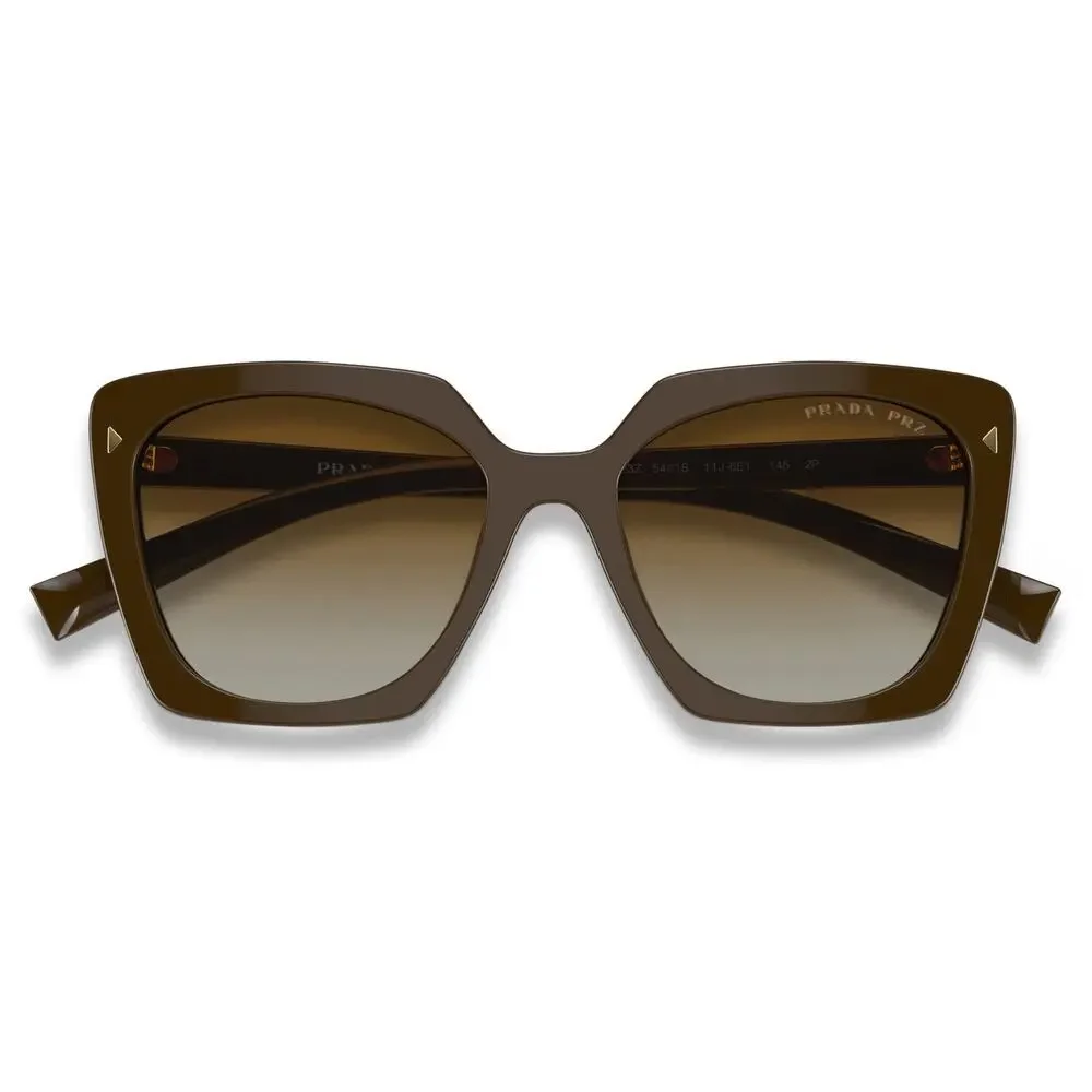 NEW Prada PR 23ZS Loden Brown Gradient Polarized Sunglasses Luxe Glam Luxury - Picture 4 of 15